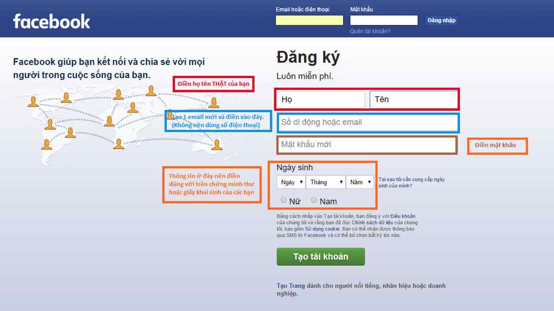 Tạo tài khoản Facebook để dễ dàng trò chuyện với bạn bè